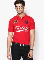 Giordano Red Printed Polo T-Shirts