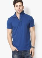 Gritstones Blue Solid Polo T-Shirts