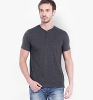 Highlander Black Solid Henley TShirt