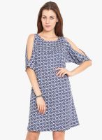 Hope and Luck Blue Printed Shift Dress
