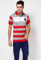 Jogur Red Striped Polo T-Shirts