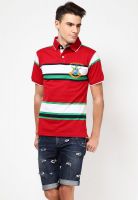 Jogur Red Striped Polo T-Shirts