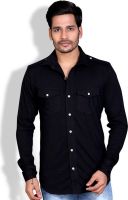 LUCfashion Men's Solid Casual Black Shirt