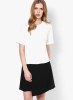 MANGO-Outlet White Colored Solid Shift Dress