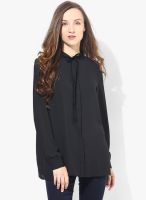 MANGO-Outlet Black Solid Shirt