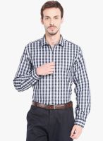 Mark Taylor Navy Blue Checked Slim Fit Formal Shirt