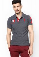 Monteil & Munero Grey Solid Polo T-Shirts