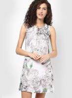 NOI White Colored Printed Shift Dress