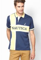 Nautica Blue Solid Polo T-Shirts