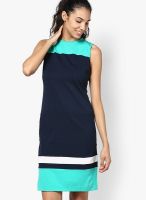 Nautica Green Colored Solid Shift Dress