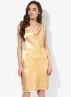 Park Avenue Beige Colored Solid Shift Dress