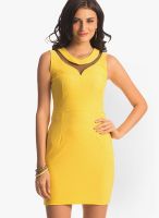 PrettySecrets Yellow Colored Solid Bodycon Dress