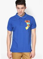 Punk Blue Printed Polo T-Shirt