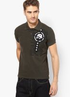 Punk Olive Printed Polo T-Shirts