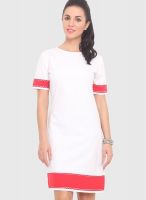 RIDRESS White Colored Solid Shift Dress