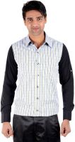 S9 Men's Checkered Casual, Formal Black, Light Green Shirt