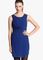 Sisley Blue Colored Solid Shift Dress