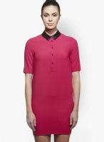 Sisley Pink Colored Solid Shift Dress