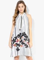 Sisley White Colored Printed Shift Dress