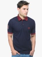 Sobre Estilo Navy Blue Solid Polo T-Shirt