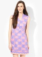 Soie Purple Colored Embroidered Shift Dress