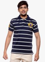 Sports 52 Wear Navy Blue Striped Polo T-Shirt
