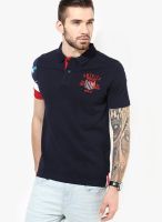 Spunk Navy Blue Solid Polo T-Shirts