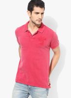 Spunk Pink Solid Polo T-Shirts