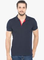 Status Quo Navy Blue Solid Polo T-Shirt