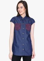 Sugar Her Blue Printed Shirt