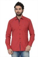 Swathe Men's Checkered Casual Red Shirt