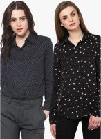 The gud look Pack Of 2 Black Printed Shirts