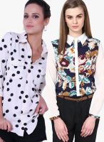 The gud look Pack of Two Cream Printed Shirts