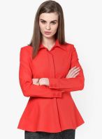 The gud look Red Solids Peplum Jacket