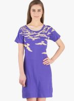 Tops And Tunics Blue Colored Printed Shift Dress
