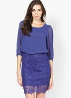 Vero Moda Navy Blue Colored Solid Shift Dress