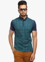 WYM Navy Blue Checks Polo T-Shirt