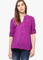 s.Oliver Purple Solid Shirt