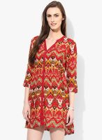 Akkriti By Pantaloons Red Colored Printed Shift Dress