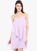 Anaphora Purple Solid Shift Dress