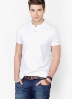 Basics White Solid Polo T-Shirts