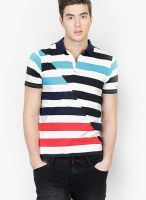 Basics White Striped Polo T-Shirts