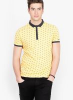 Basics Yellow Printed Polo T-Shirts