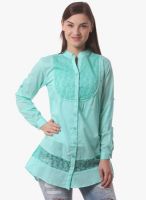 Being Fab Green Embroidered Shirt