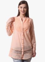 Being Fab Orange Embroidered Shirt