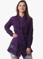 Being Fab Purple Embroidered Shirt