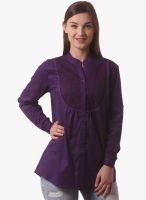 Being Fab Purple Embroidered Shirt