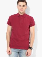 Blue Saint Magenta Solid Polo T-Shirts