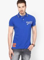 Camino Blue Solid Polo T-Shirts