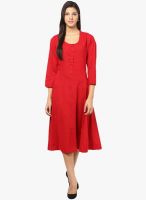 Chhipaprints Red Colored Solid Shift Dress